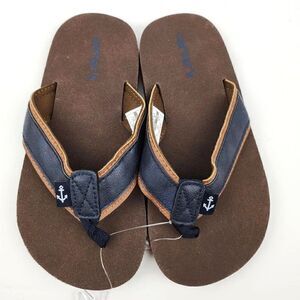 NEW Carters Toddler Boys Flip Flops Sandals Darius Brown Anchor Nautical sz 12